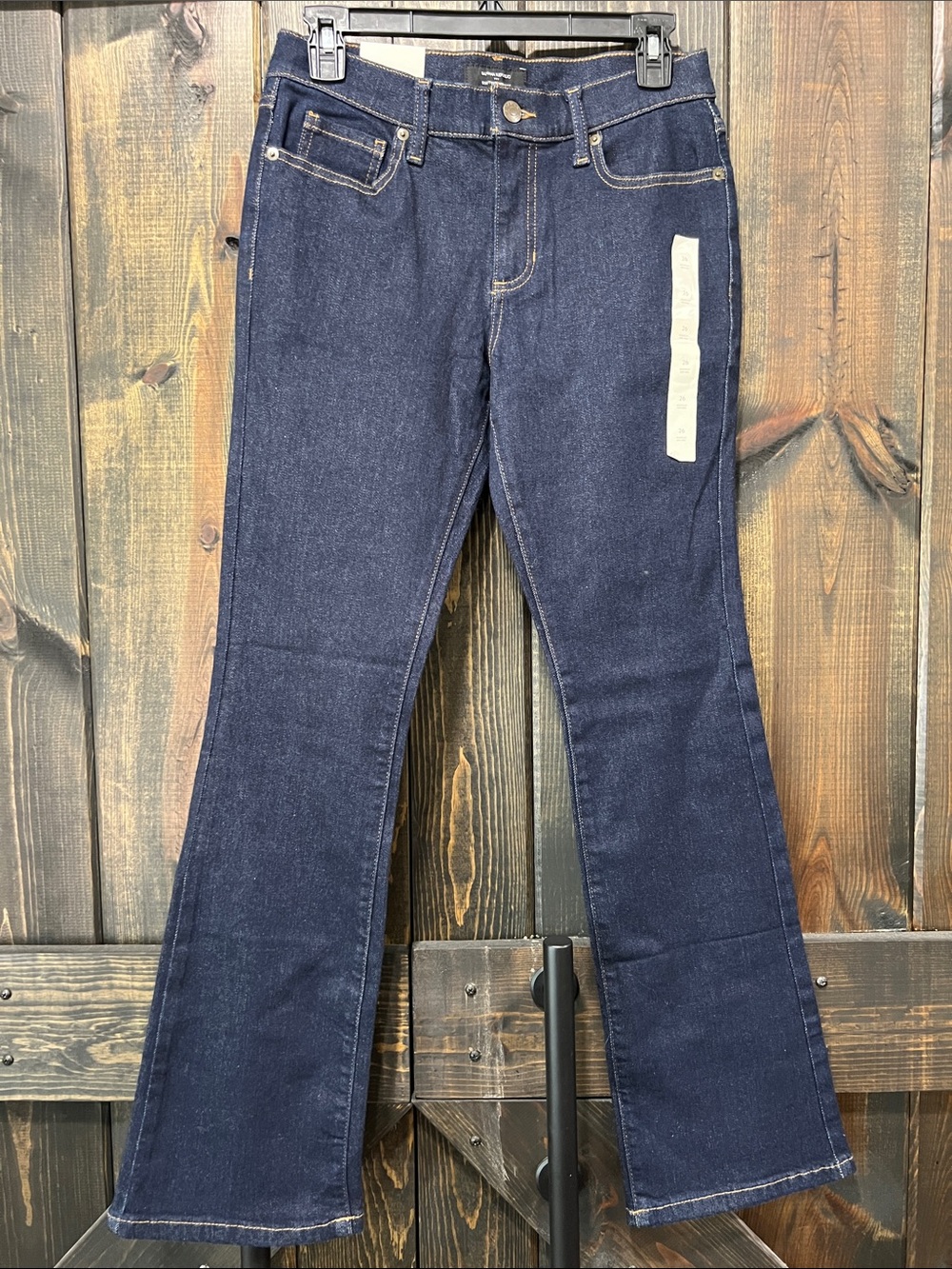 Banana Republic Mid Rise Bootcut Jeans 26 Dark Flared Leg Stretch Denim Prep NWT
